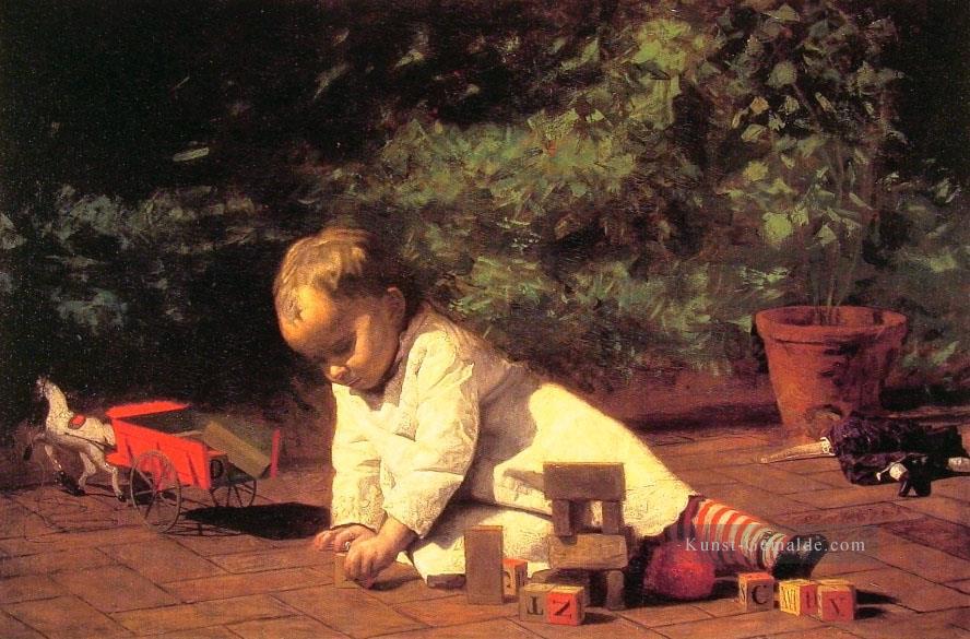 Baby bei Spielen Realismus Thomas Eakins Ölgemälde